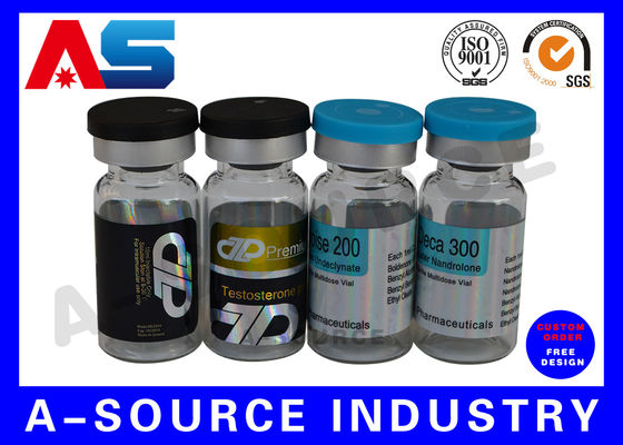 Holografische 10 ml flaconetiketten Injecteerbare peptiden Voorschrift Vialetiket 4C Full Color Printing 60 x 25 mm