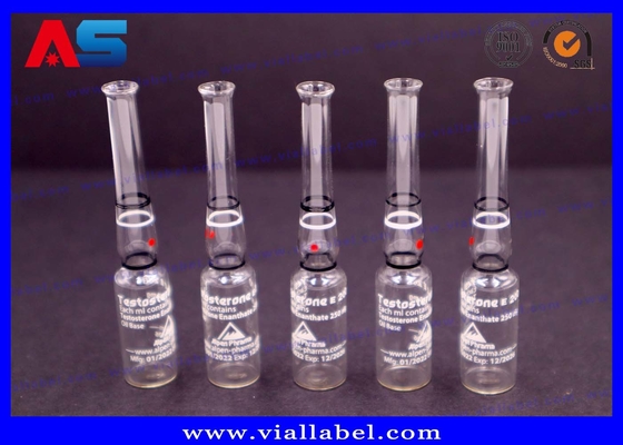 Aangepaste afdrukken 1 ml testosteron farmaceutische glazen ampul helder