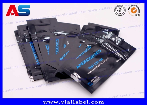 Zwarte afdruk Aluminium folie zak voor 10 ml injectieflacon Androgenics Test Cyp 10 ml fles