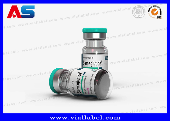 Semaglutide 2 ml aangepast kleefmiddel klein flesje etiket met vernis UV-vlek / warm stempel / folie