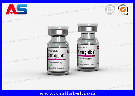 Semaglutide 2 ml aangepast kleefmiddel klein flesje etiket met vernis UV-vlek / warm stempel / folie