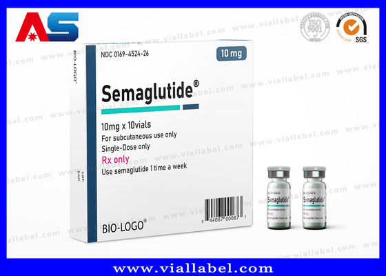 Semaglutide 2 ml aangepast kleefmiddel klein flesje etiket met vernis UV-vlek / warm stempel / folie