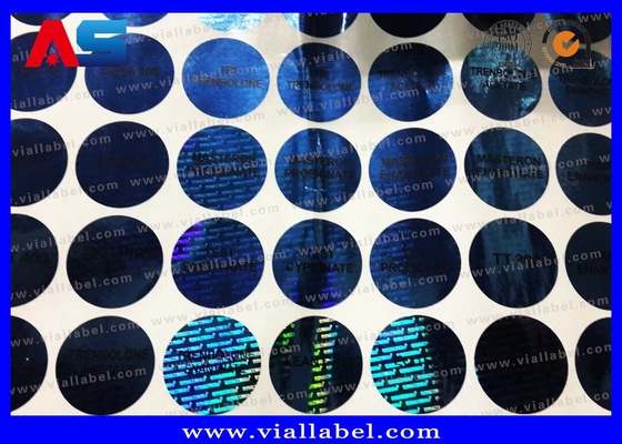 Blauwe aangepaste holografische stickers met beveiligingscodes en serienummers.