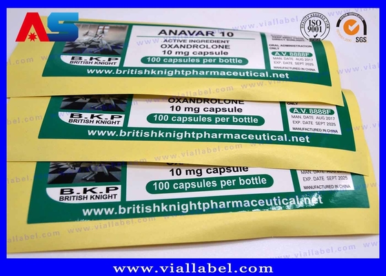 Kleine flessenetiketten Britishhknight Farmaceutische injectieolie Glanzende waterdichte etikettering