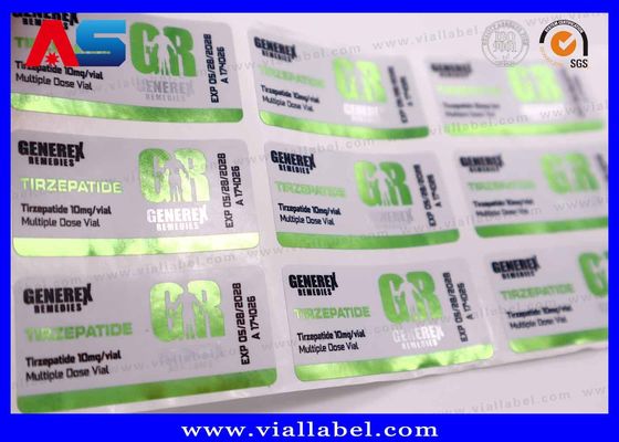 3ml Flesetiket peptides Labels Voor Glazen Fles Afdrukken UV Mat Metallic Folie Afdrukken