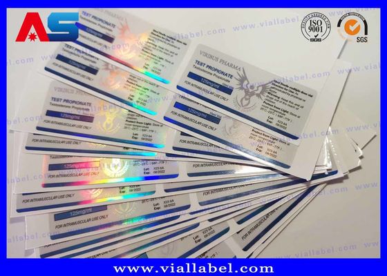 Holografische 10 ml flaconetiketten Injecteerbare peptiden Voorschrift Vialetiket 4C Full Color Printing 60 x 25 mm