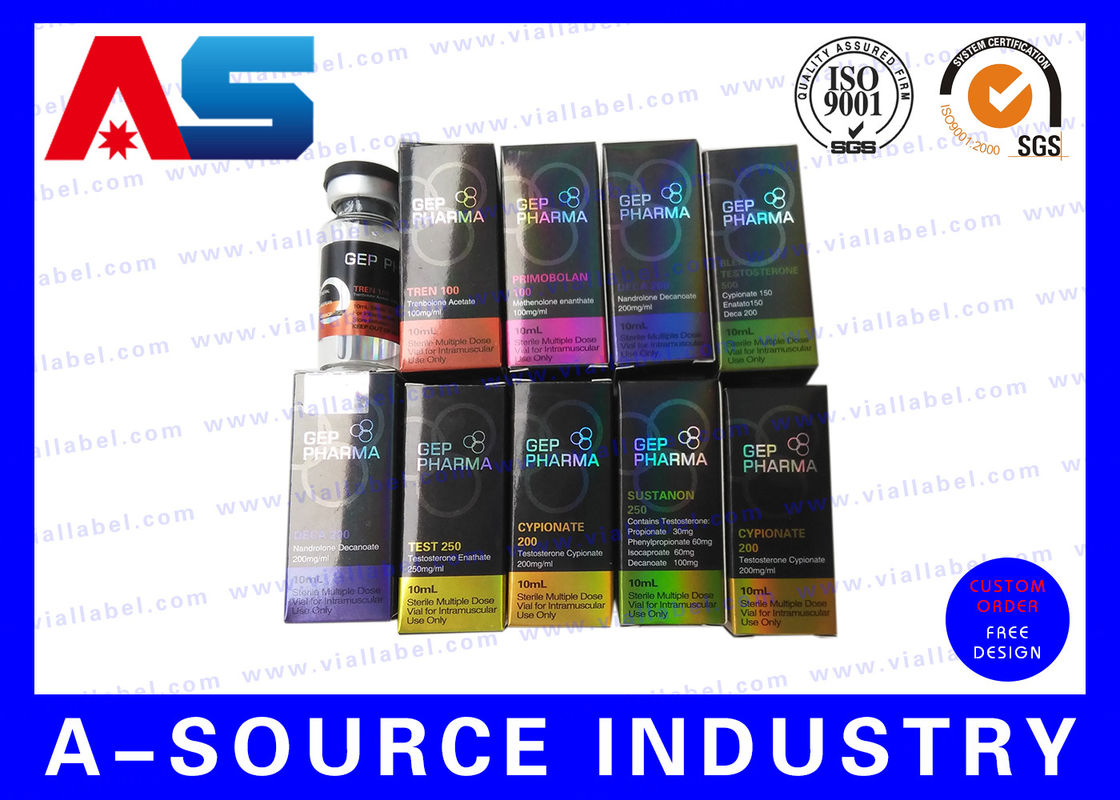 Injecteerbare peptide Persoonlijke kleur& logo bedrukte bedekte papieren doos 10 ml injectieflacon dozen bodybuilding verpakkingsdoos