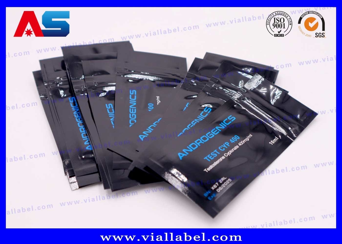 Zwarte afdruk Aluminium folie zak voor 10 ml injectieflacon Androgenics Test Cyp 10 ml fles