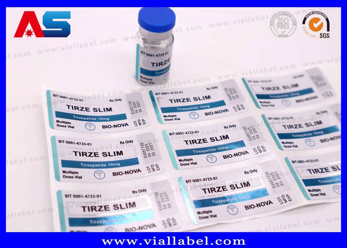 3ml Flesetiket peptides Labels Voor Glazen Fles Afdrukken UV Mat Metallic Folie Afdrukken