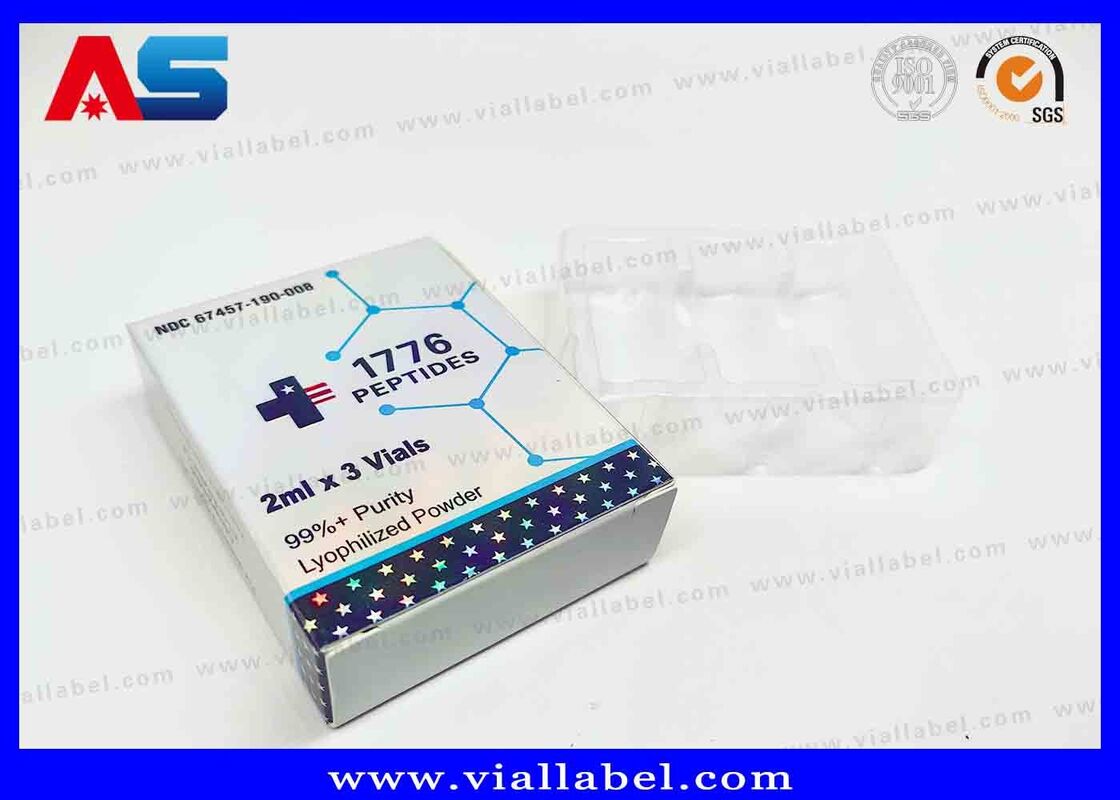 BPC Holografische laser kleine doos, farmaceutische doos voor 2 flessen 3 ml drukken