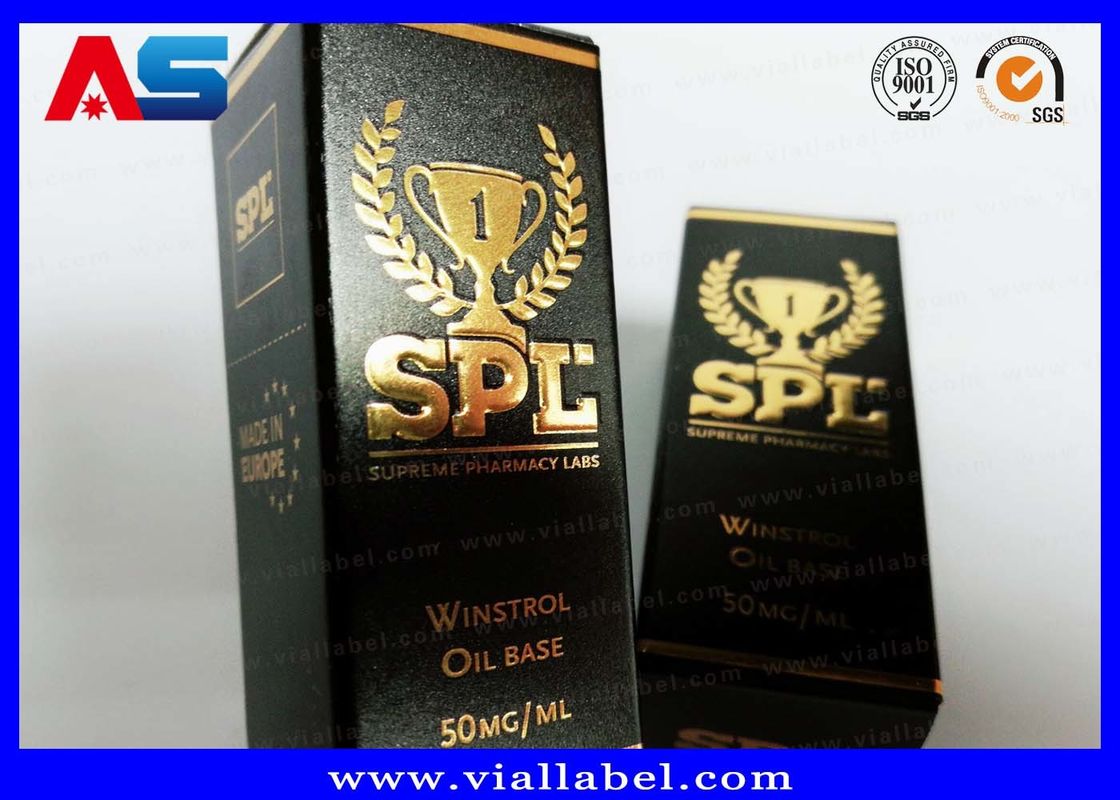 Gedrukte kartonnen opslag 10 ml flacon dozen met deksels Bodybuilding gels Goud folie Verpakking Goud folie / hologram effect